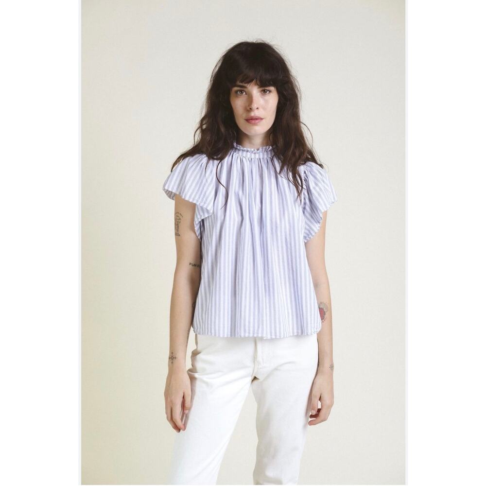 Trovata Carla Highneck Shirt Purple and white striped size small
